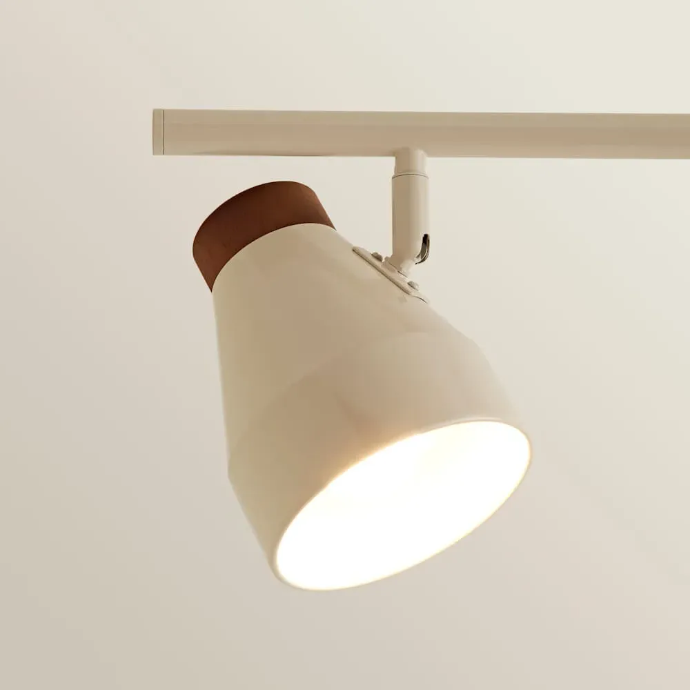 Parker 3 Way Ceiling Light with Bulbs - Cream, Walnut