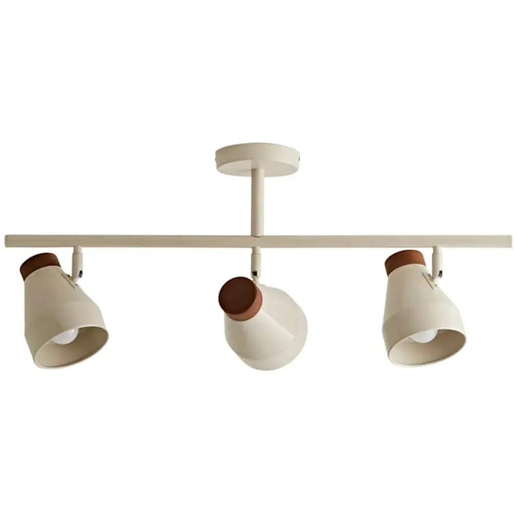 Parker 3 Way Ceiling Light with Bulbs - Cream, Walnut