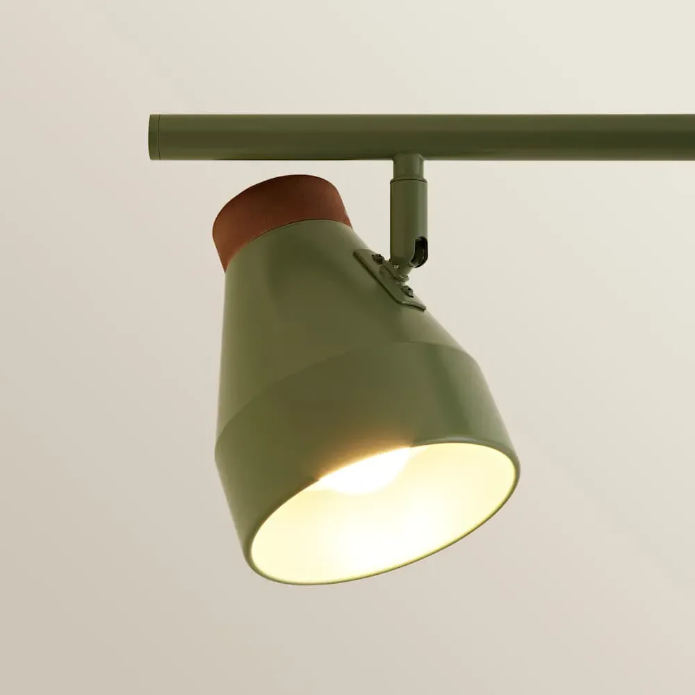 Parker 3 Way Ceiling Light with Bulbs - Green, Walnut