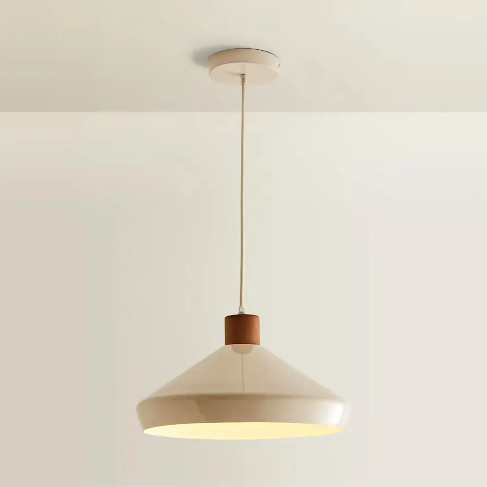 Parker Pendant Light with Bulb - Cream, Walnut