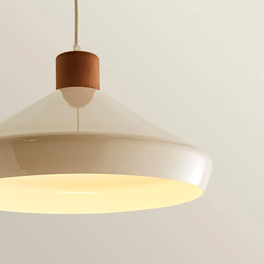 Parker Pendant Light with Bulb - Cream, Walnut