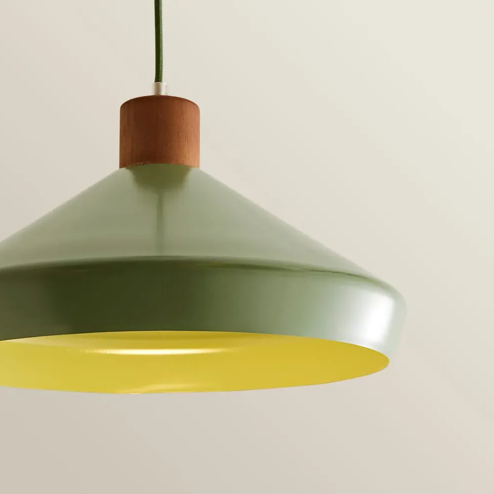 Parker Pendant Light with Bulb - Green, Walnut
