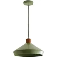 Parker Pendant Light with Bulb - Green, Walnut