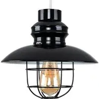 Penglai Fishermans Basket Ceiling Pendant Lamp Shade - Black