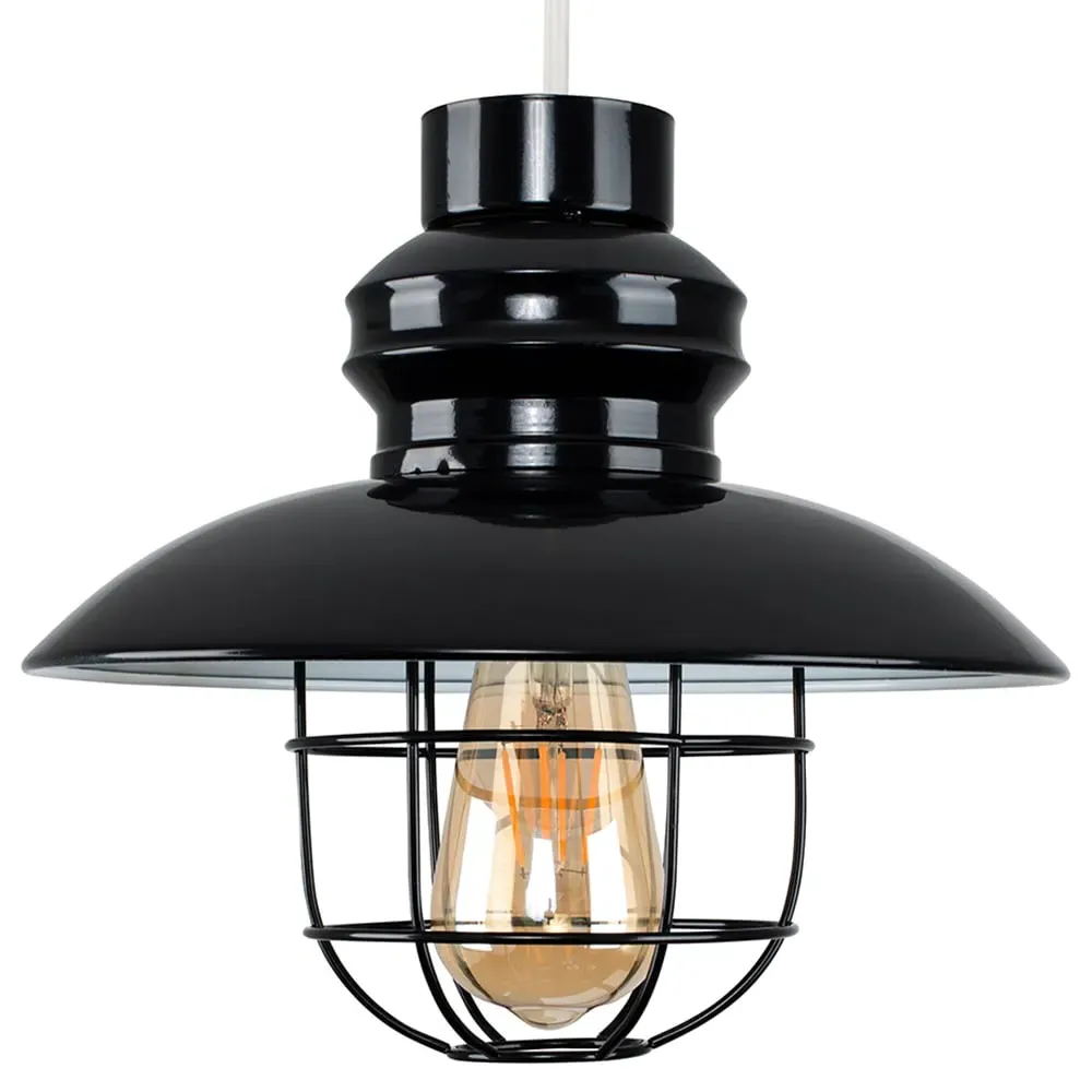 Penglai Fishermans Basket Ceiling Pendant Lamp Shade - Black image