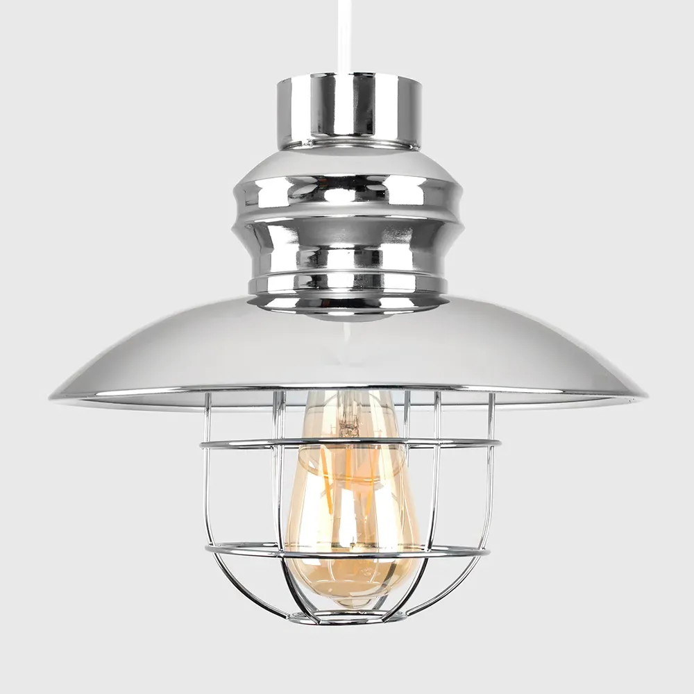 Penglai Fishermans Basket Ceiling Pendant Lamp Shade - Silver