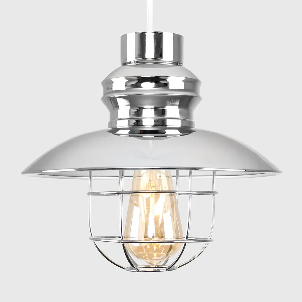 Penglai Fishermans Basket Ceiling Pendant Lamp Shade - Silver