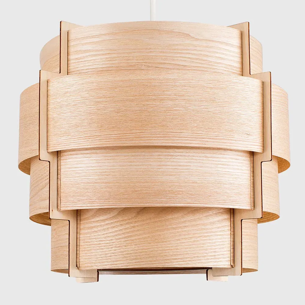 Persia Stepped Lamp Shade - Brown, Veneer Wood