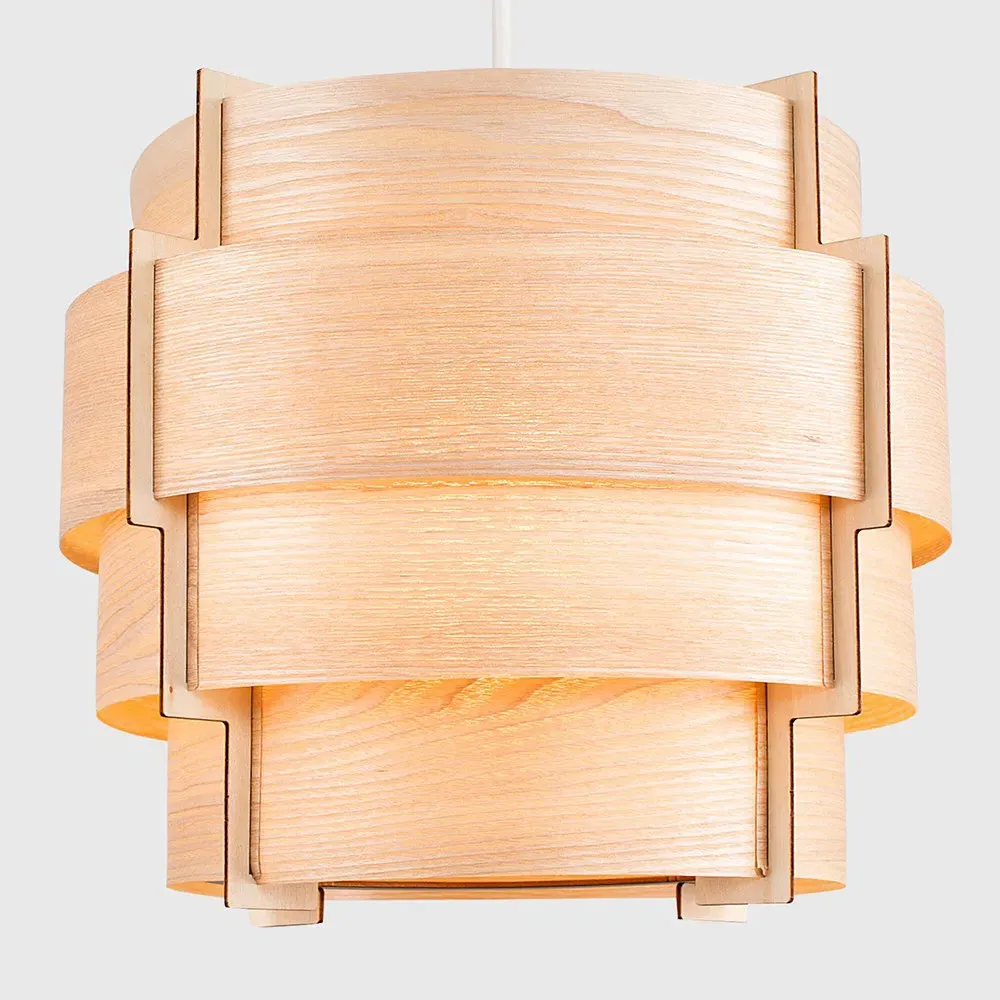 Persia Stepped Lamp Shade - Brown, Veneer Wood