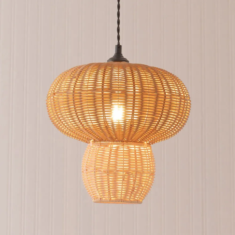 Portobello Mushroom Ceiling Pendant Lamp Shade - Brown, Rattan