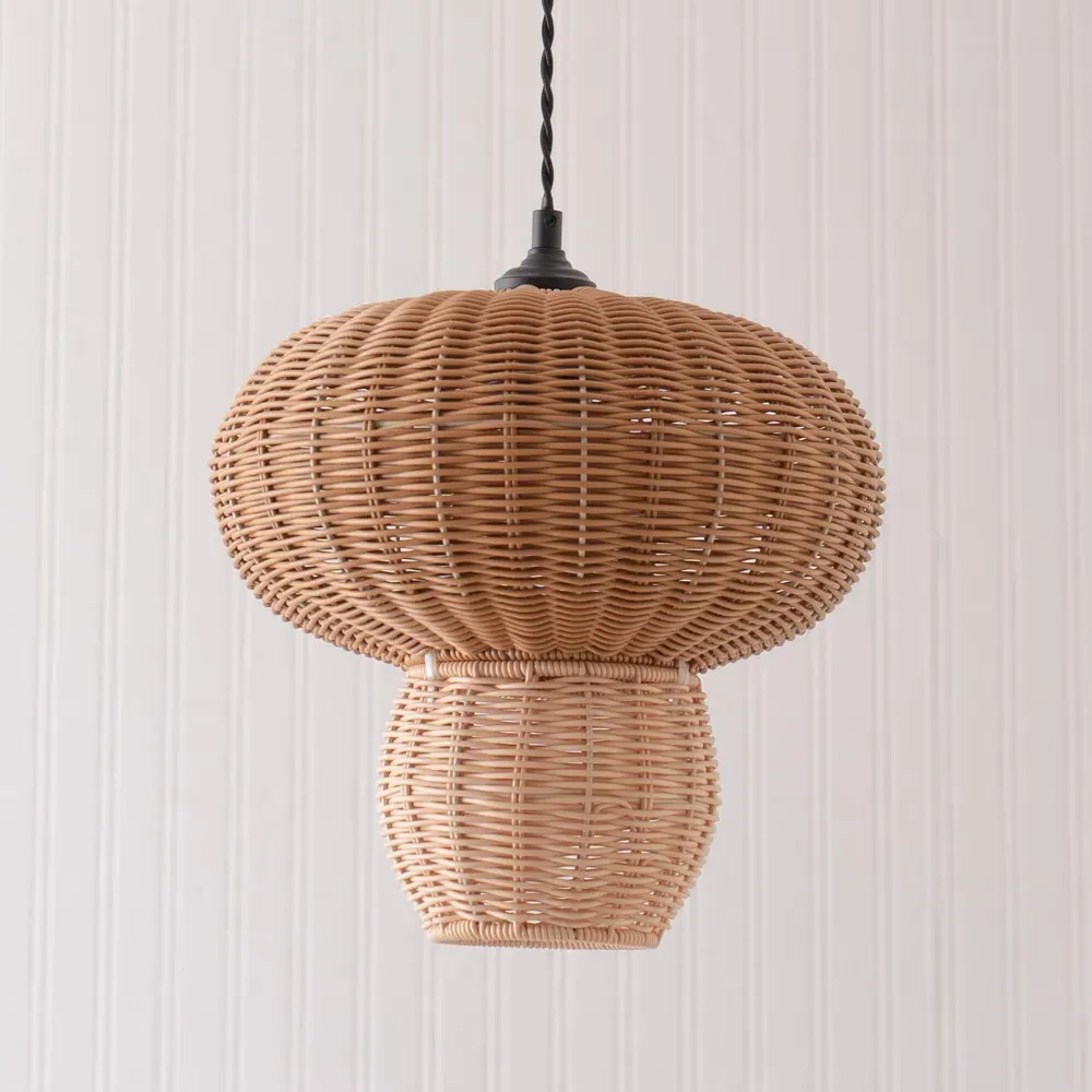 Portobello Mushroom Ceiling Pendant Lamp Shade - Brown, Rattan
