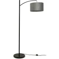 Preto Curved Floor Lamp with Foot Switch - Black, Velvet