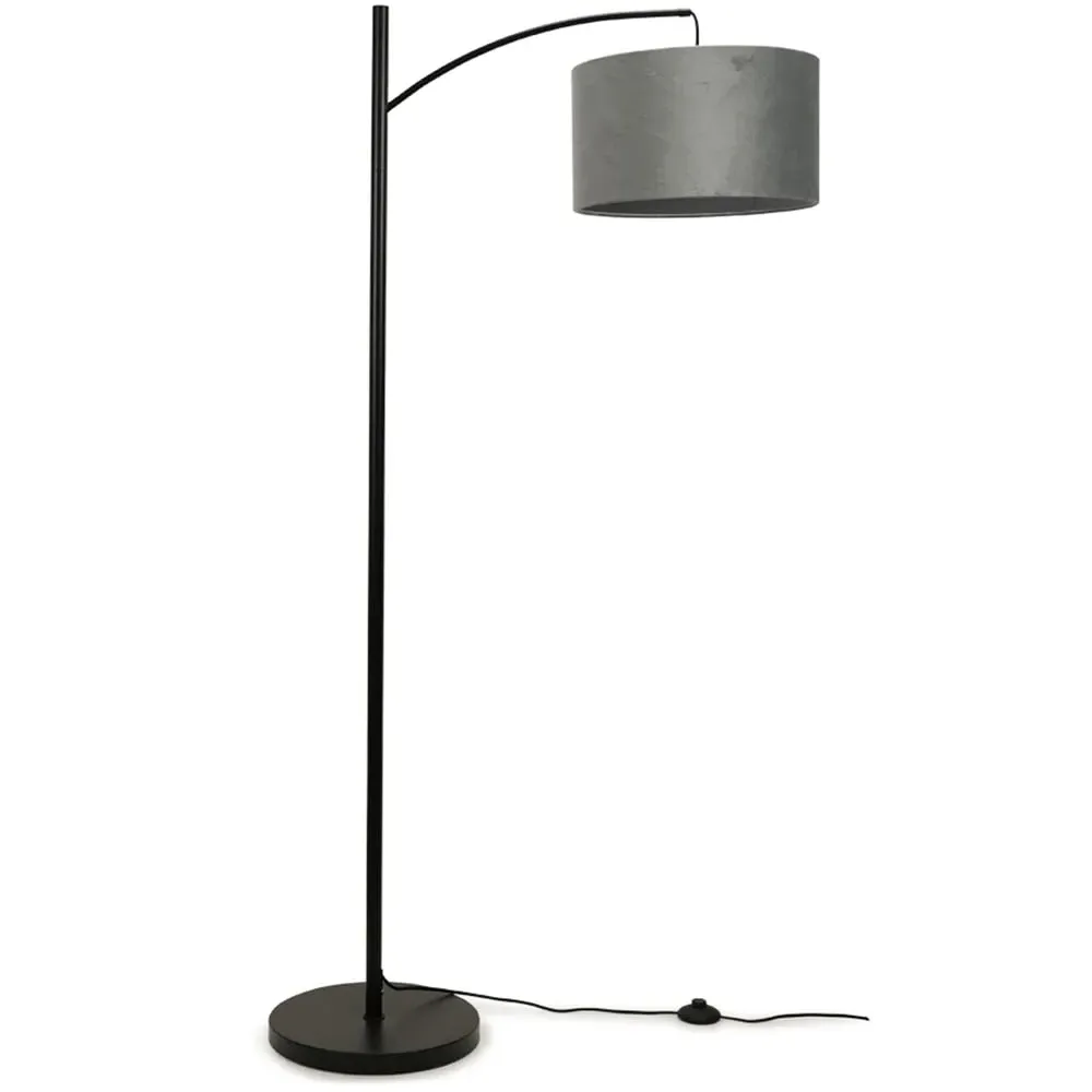 Preto Curved Floor Lamp with Foot Switch - Black, Velvet image