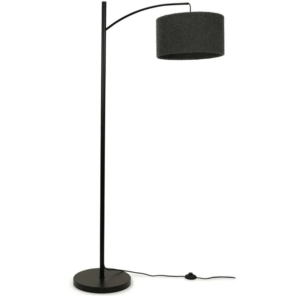 Preto Curved LED Floor Lamp - Black, Boucle