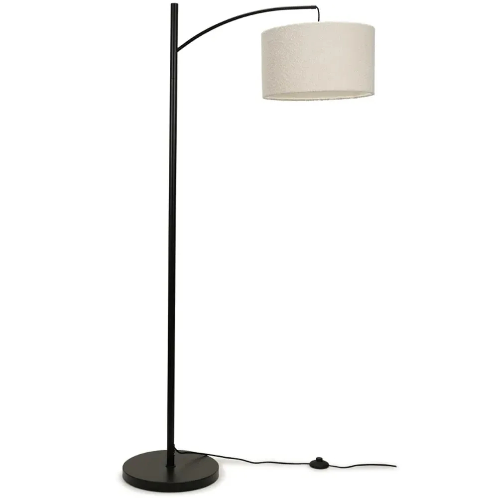 Preto Curved LED Floor Lamp - Black, Boucle