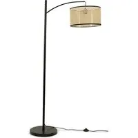 Preto Curved LED Floor Lamp - Black, Cane