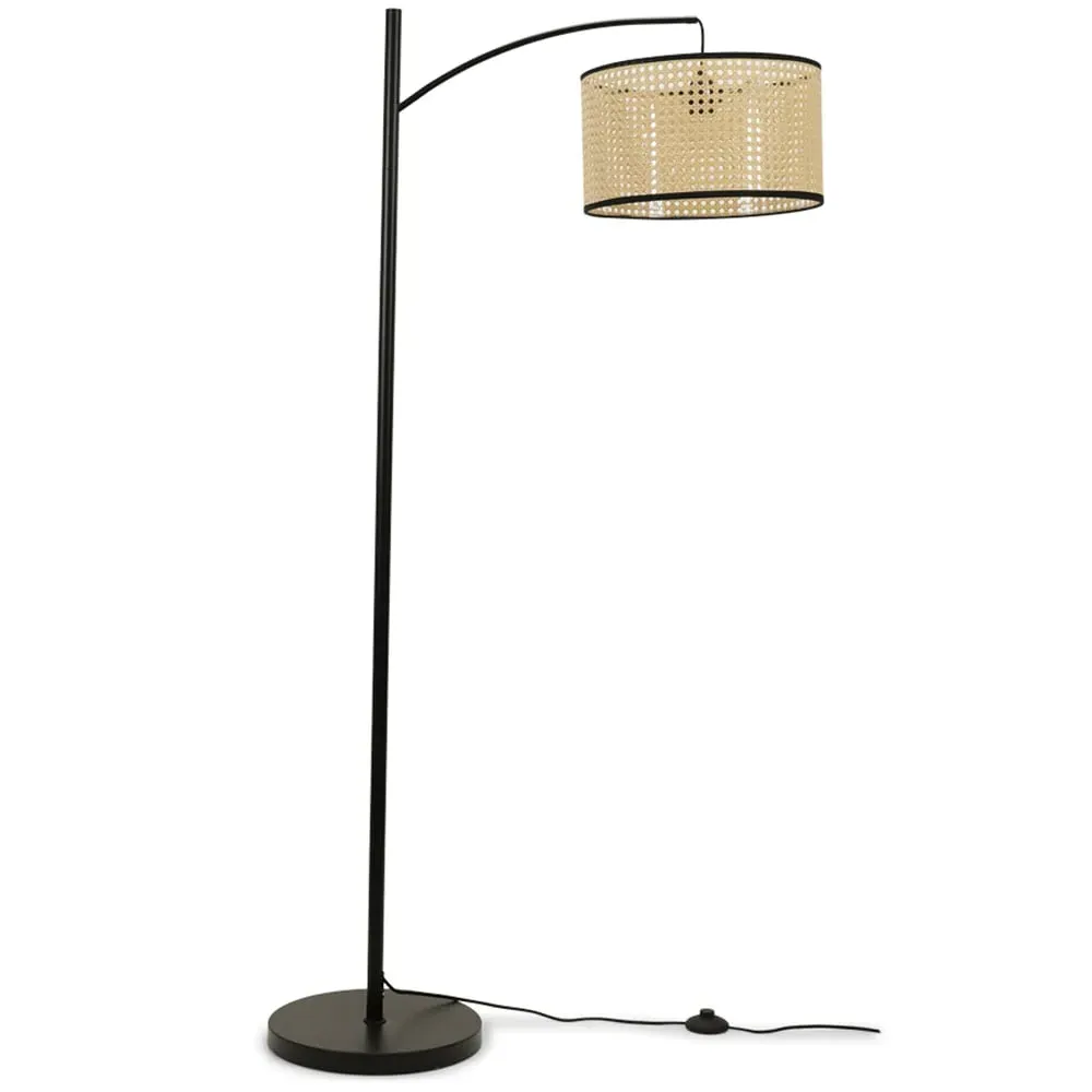 Preto Curved LED Floor Lamp - Black, Cane image
