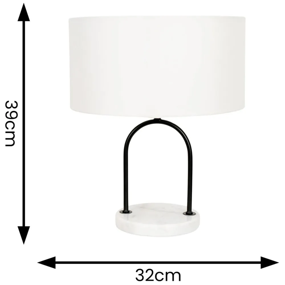 Rachel Arch Table Lamp - Black, Marble