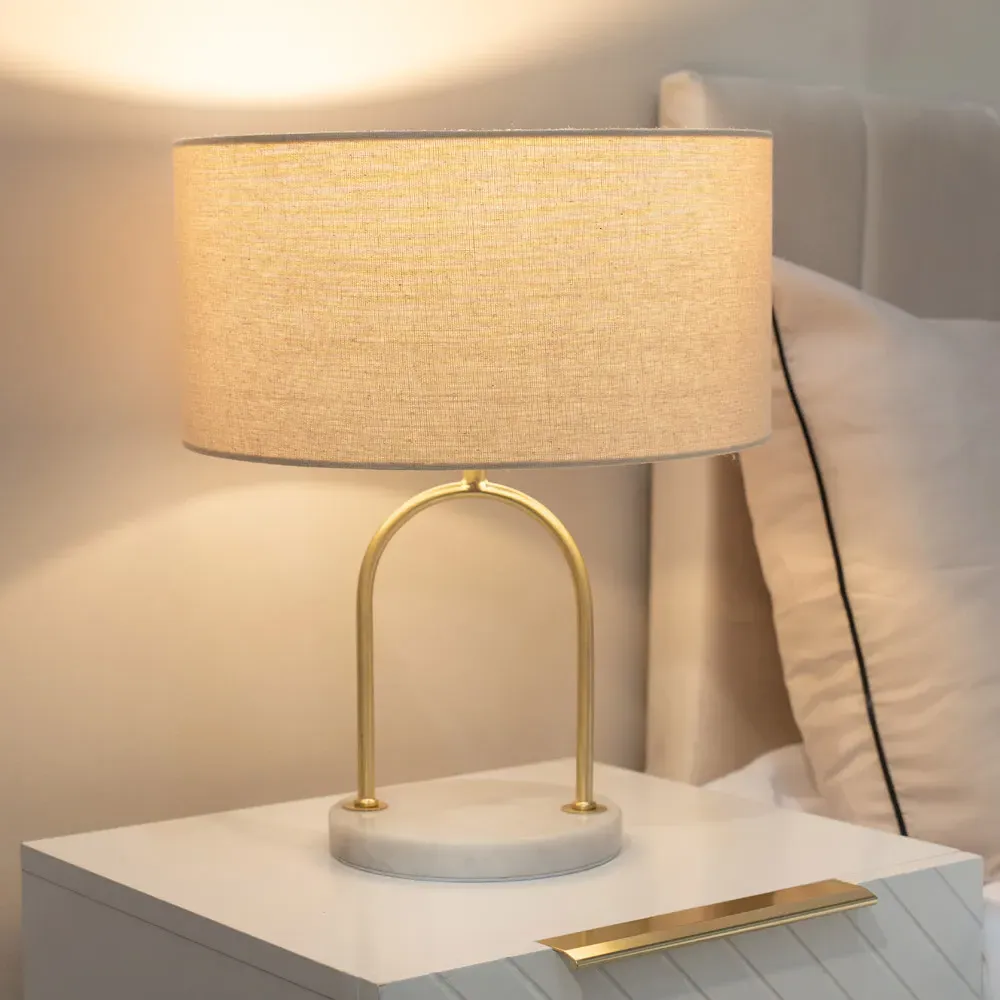 Rachel Arch Table Lamp - Brown, Marble