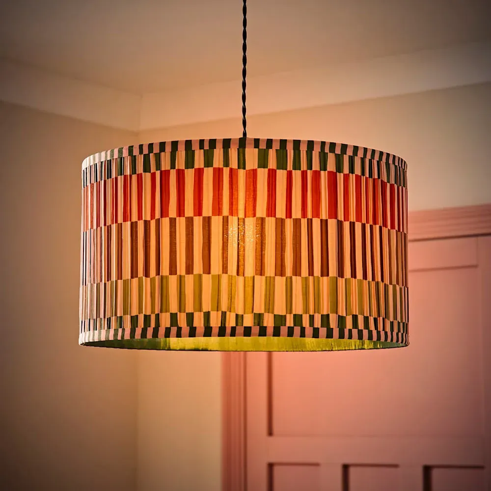 Rae Large Drum Lamp Shade - Natural Stripe, Cream