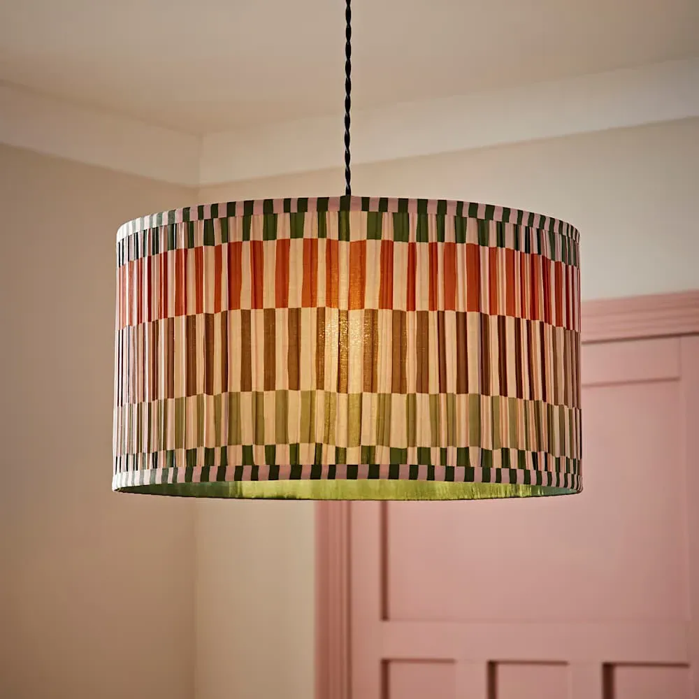 Rae Large Drum Lamp Shade - Natural Stripe, Cream