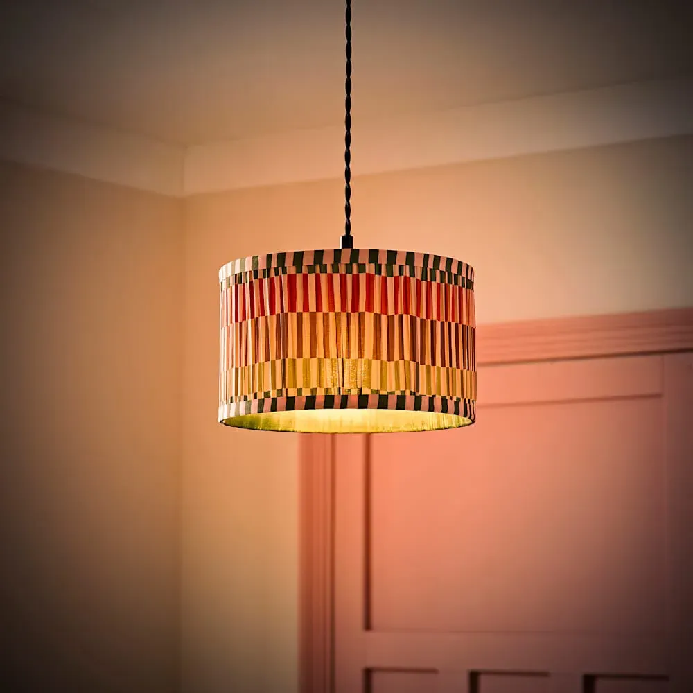 Rae Small Drum Lamp Shade - Natural Stripe, Cream