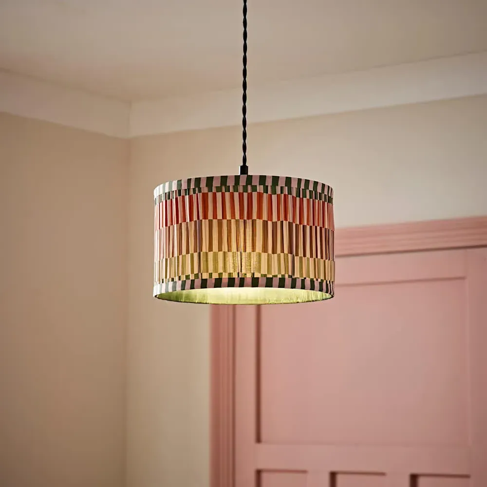 Rae Small Drum Lamp Shade - Natural Stripe, Cream