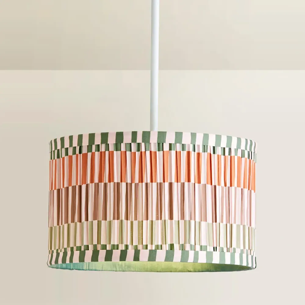 Rae Small Drum Lamp Shade - Natural Stripe, Cream