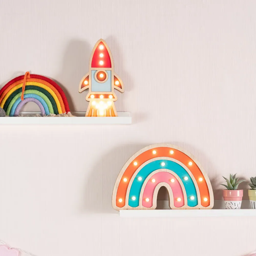 Rainbow LED Kids Nursery Table Lamp - Multi, Wood