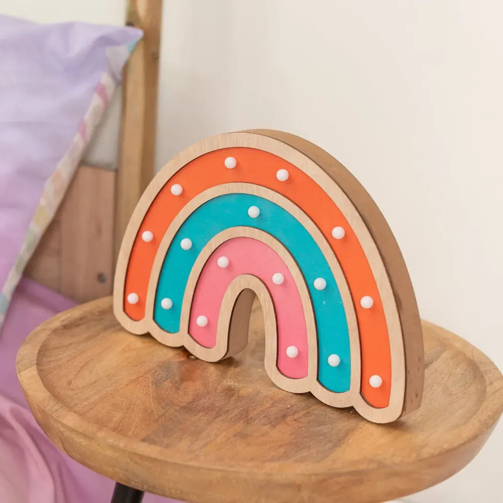 Rainbow LED Kids Nursery Table Lamp - Multi, Wood