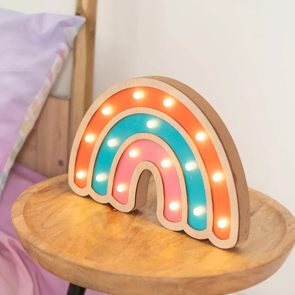 Rainbow LED Kids Nursery Table Lamp - Multi, Wood