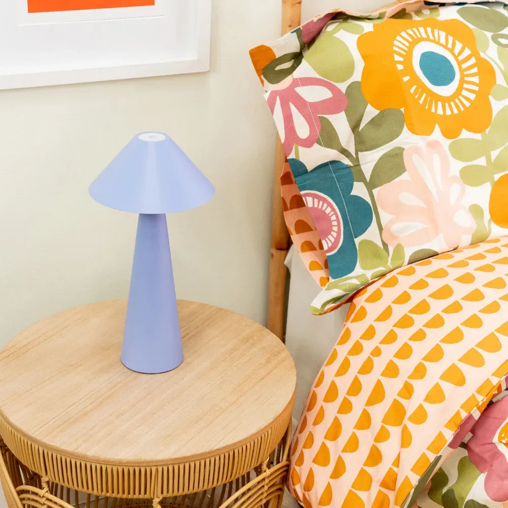 Raquel Tapered Shade Table Lamp with Integrated LED - Purple