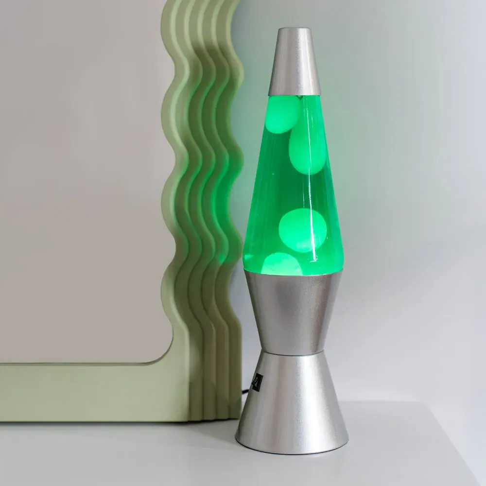 Razzo Lava LED Table Lamp - White Green, Silver Base