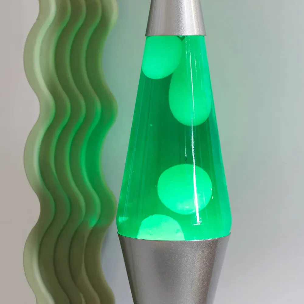 Razzo Lava LED Table Lamp - White Green, Silver Base