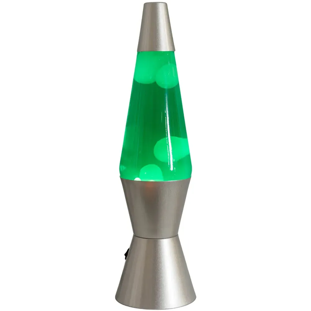 Razzo Lava LED Table Lamp - White Green, Silver Base