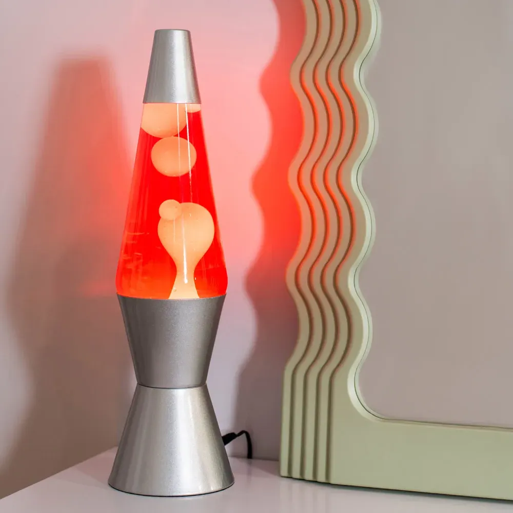Razzo Lava LED Table Lamp - White Pink, Silver Base