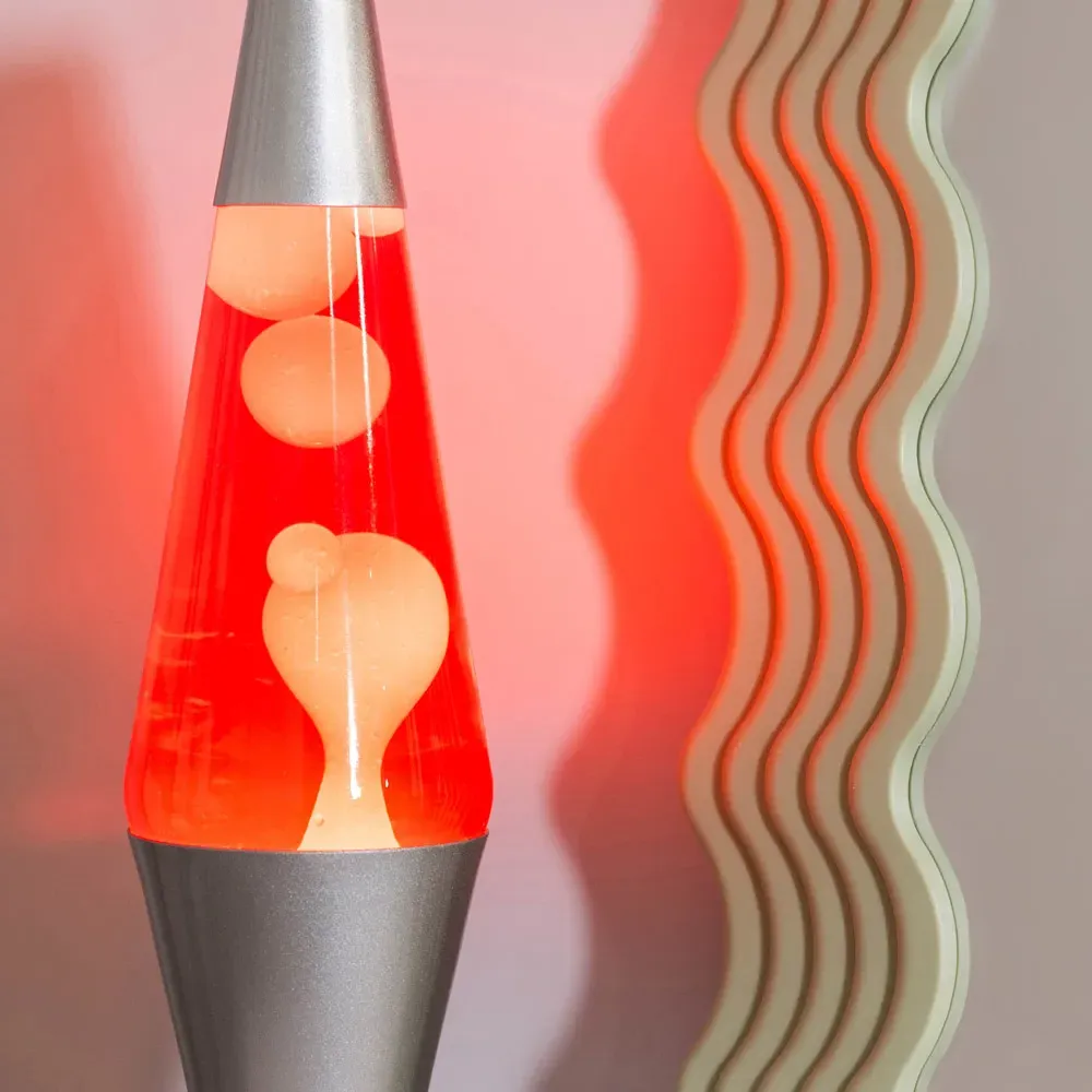 Razzo Lava LED Table Lamp - White Pink, Silver Base