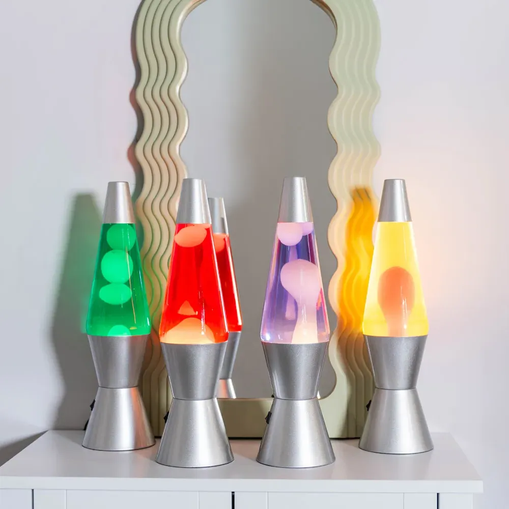 Razzo Lava LED Table Lamp - White Pink, Silver Base