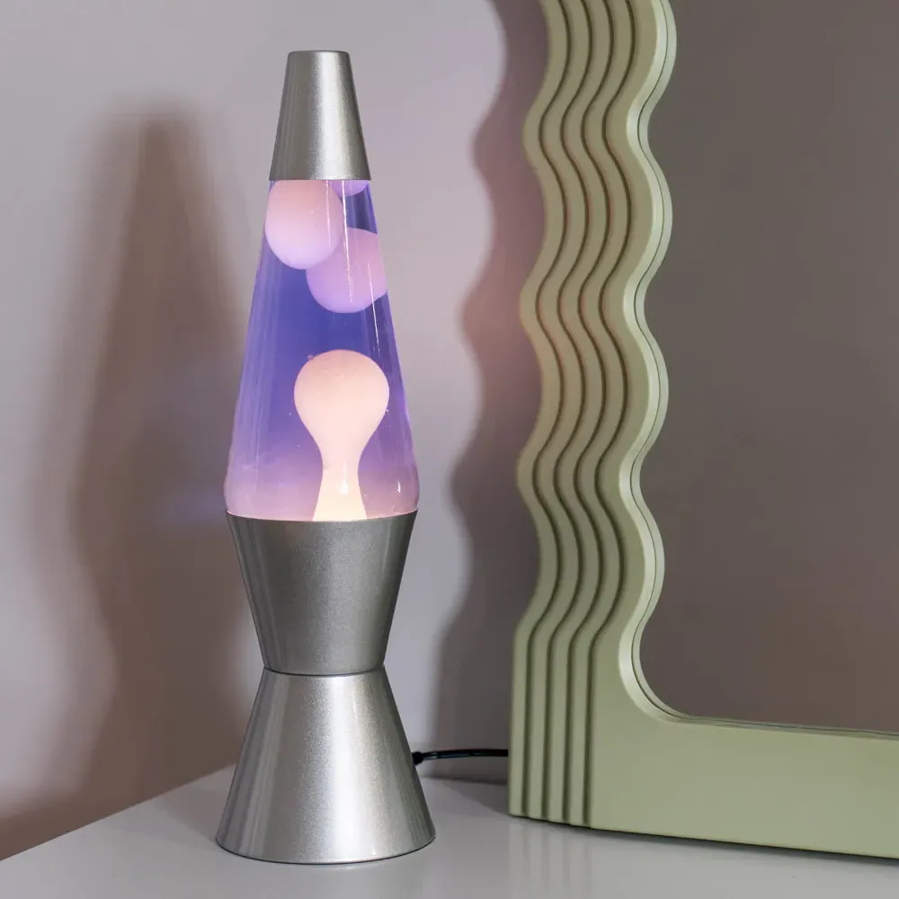 Razzo Lava LED Table Lamp - White Purple, Silver Base