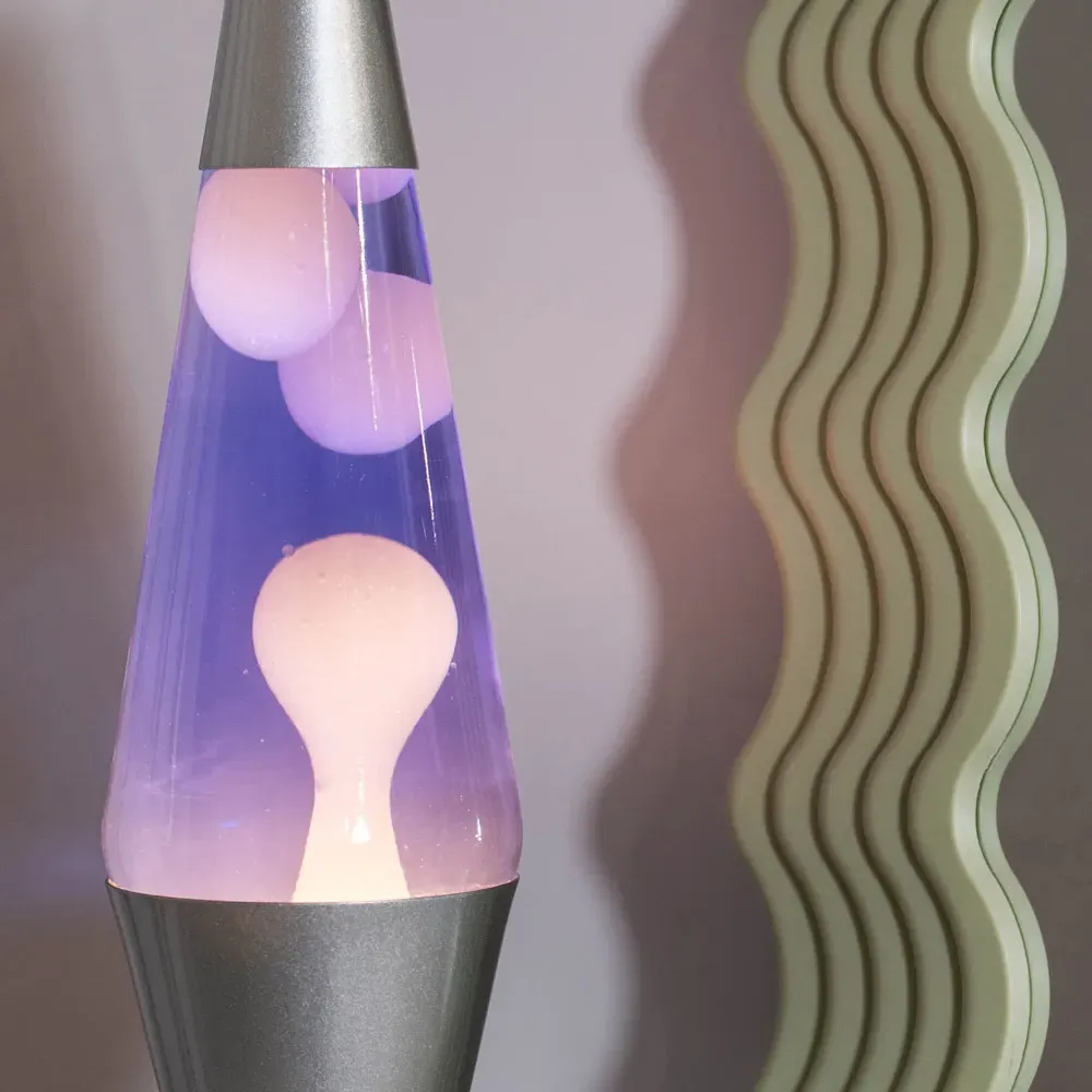 Razzo Lava LED Table Lamp - White Purple, Silver Base