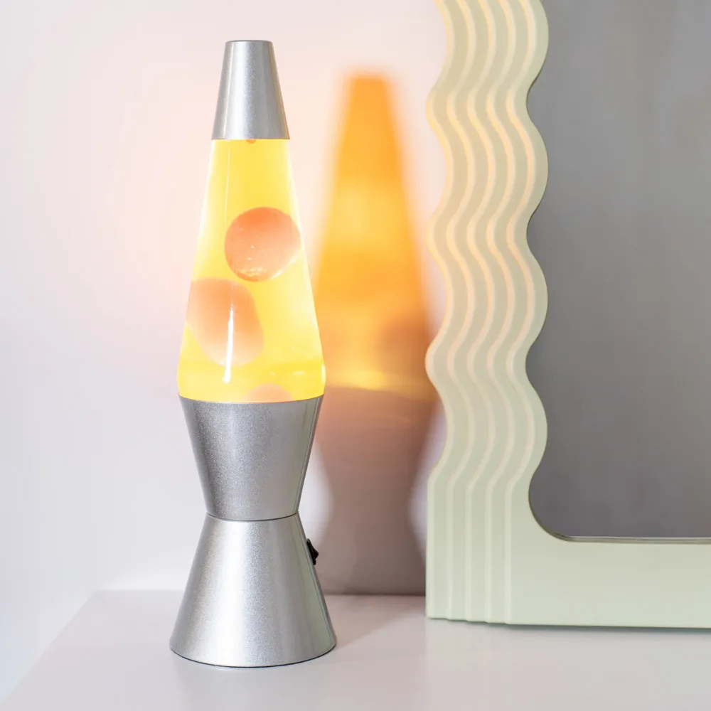 Razzo Lava LED Table Lamp - Yellow Red, Silver Base