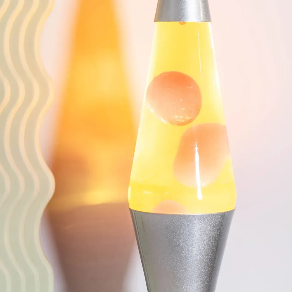 Razzo Lava LED Table Lamp - Yellow Red, Silver Base