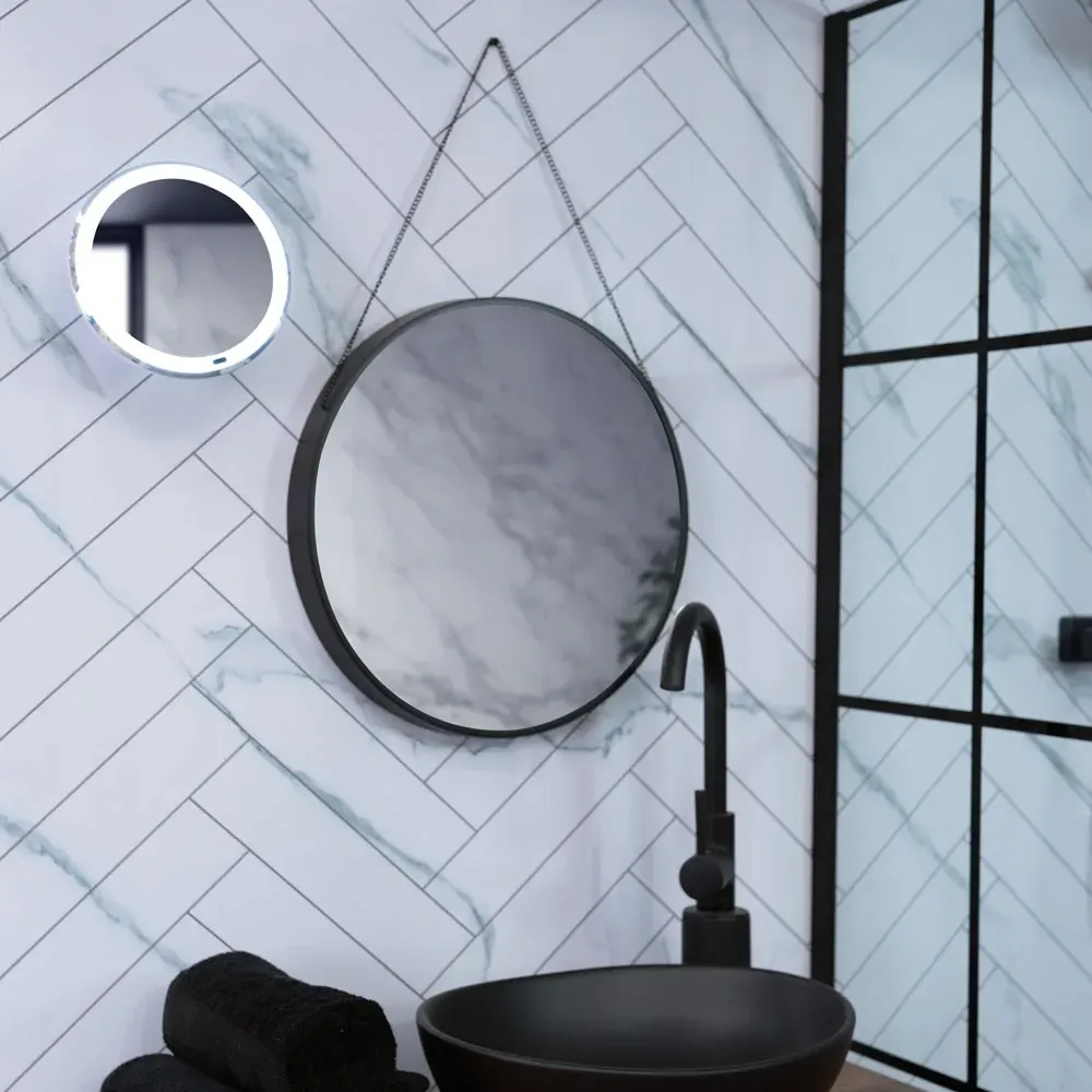 Rechargeable LED Suction Mirror with 5x Magnification - White