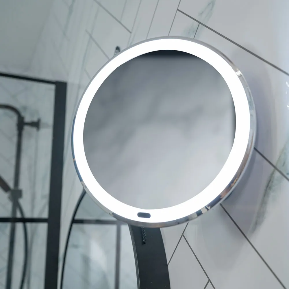 Rechargeable LED Suction Mirror with 5x Magnification - White