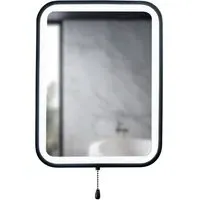 Rectangle Battery Operated Mirror with Pull Switch - Black