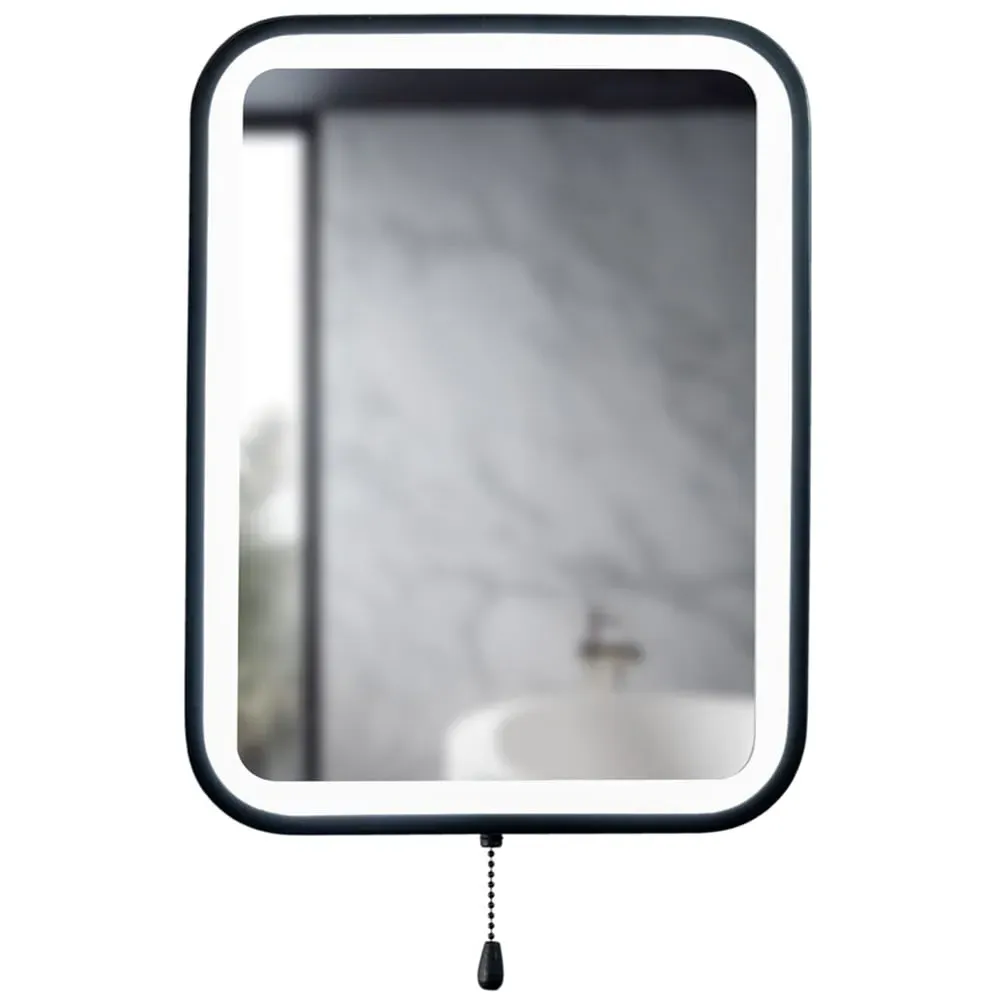 Rectangle Battery Operated Mirror with Pull Switch - Black image
