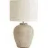 Reid Small Table Lamp with Linen Drum Shade - Grey, Ceramic