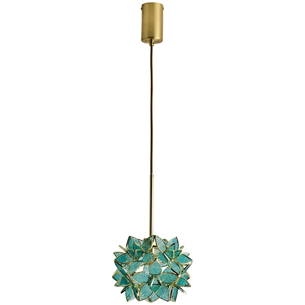 Reine Aqua Glass Shade Ceiling Pendant Light - Gold image