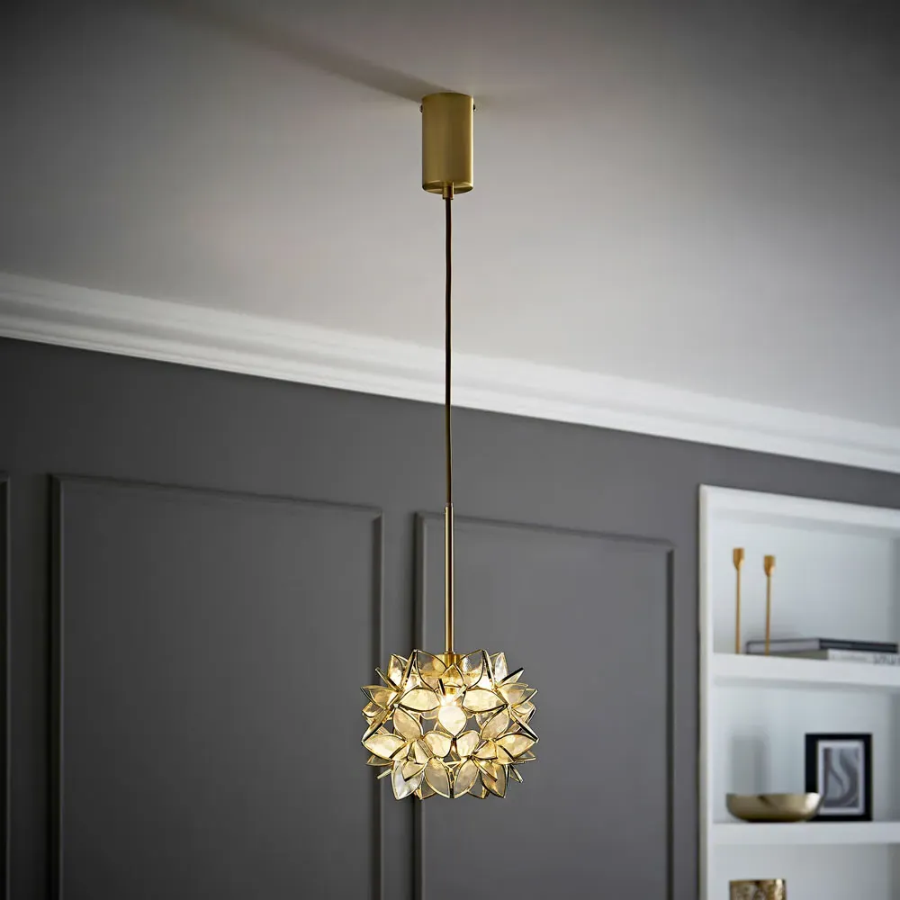 Reine Clear Glass Shade Ceiling Pendant Light - Gold