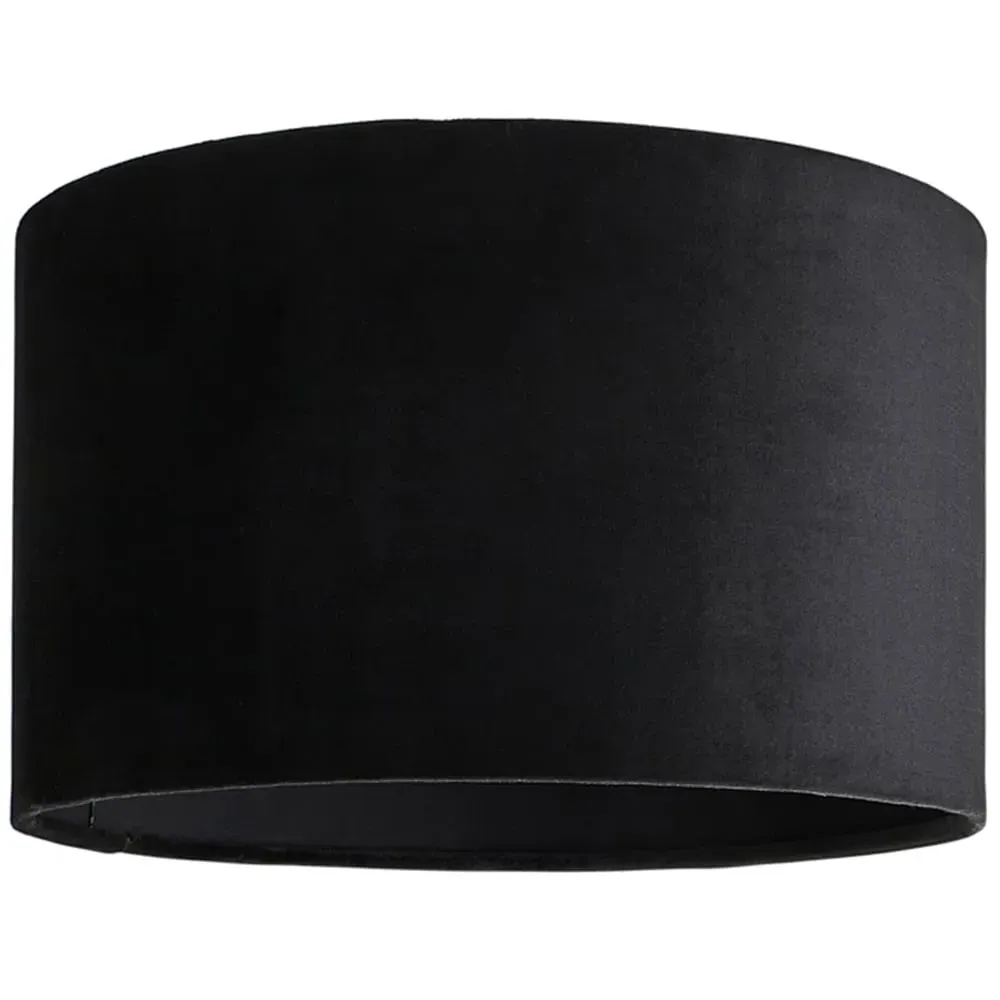 Reni 25cm Drum Ceiling Lamp Shade - Black, Velvet image
